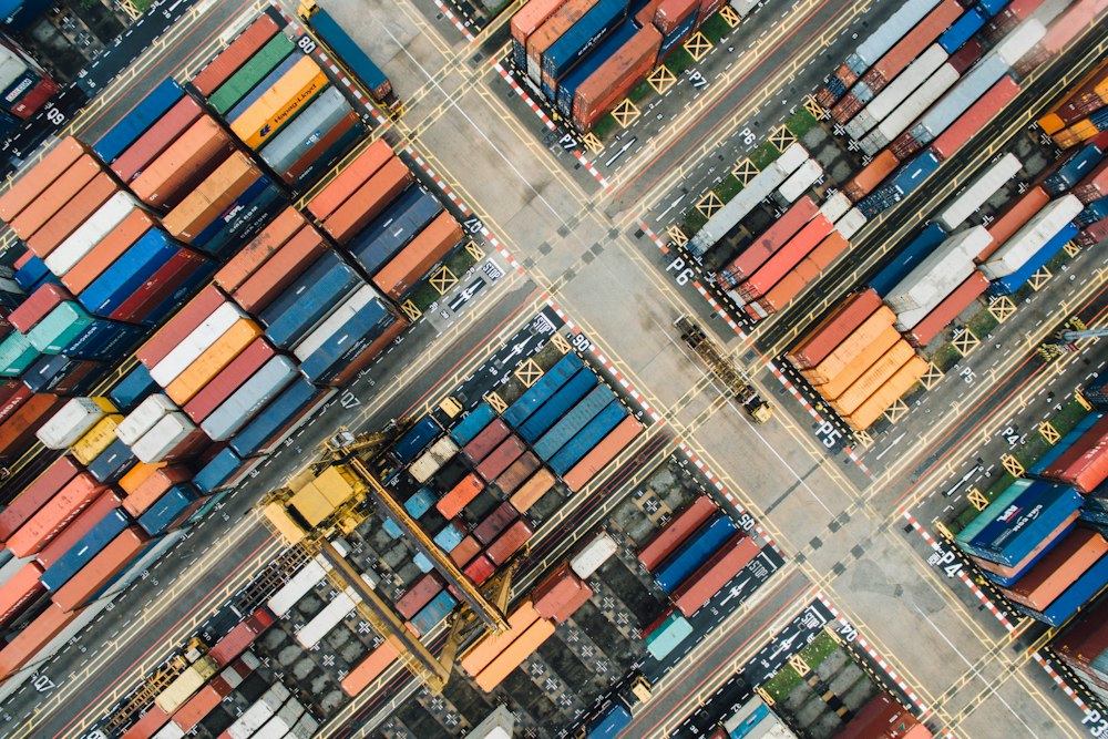 Shipping containers and cranes at a commercial port
